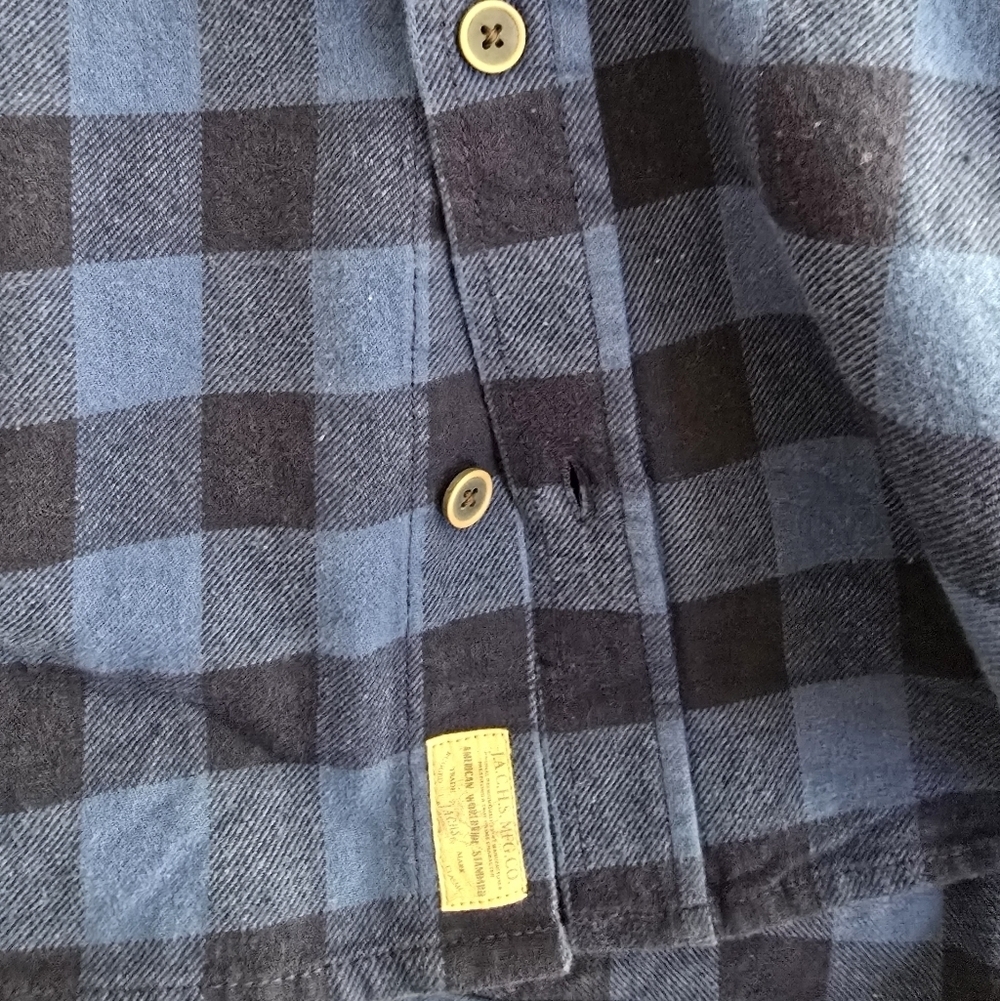 Jachs Men's Navy/Blue Long Sleeve Checkered Flannel Button Down Shirt - Picture 5 of 11